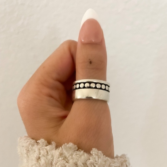 925 Sterling Silver Chunky Ring Vintage Ring Thick Wide Ring Band - Picture 9 of 9